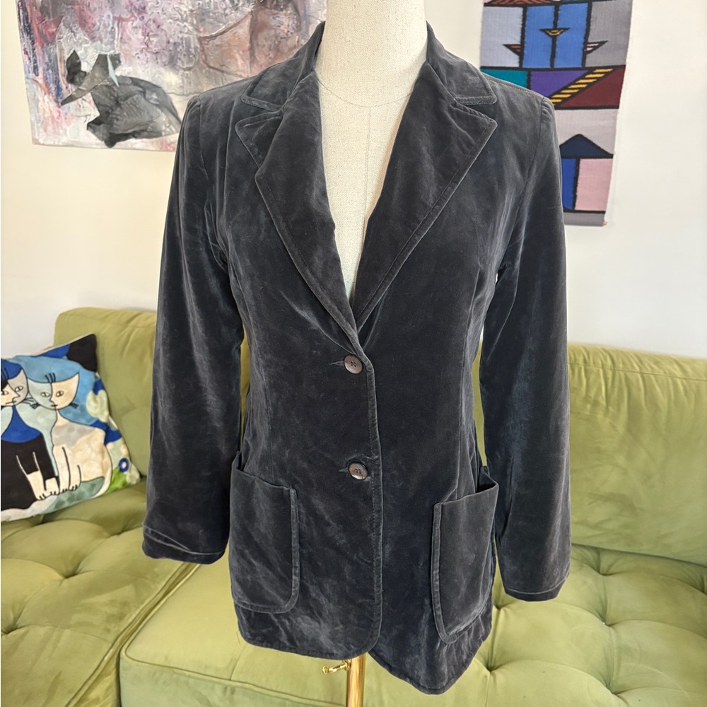 VTG 70s Koret of California Gray Velvet Button Front Blazer - sz Small